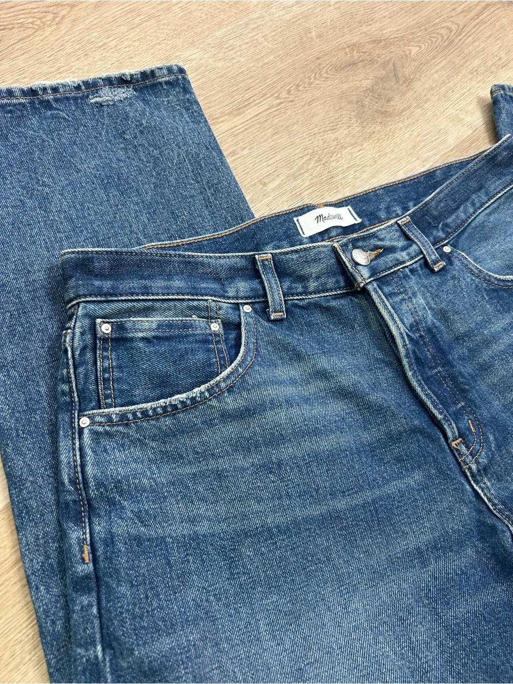 NWT Madewell 100% Cotton Dean Easy Straight Leg Rigid Jean in Greendale Wash